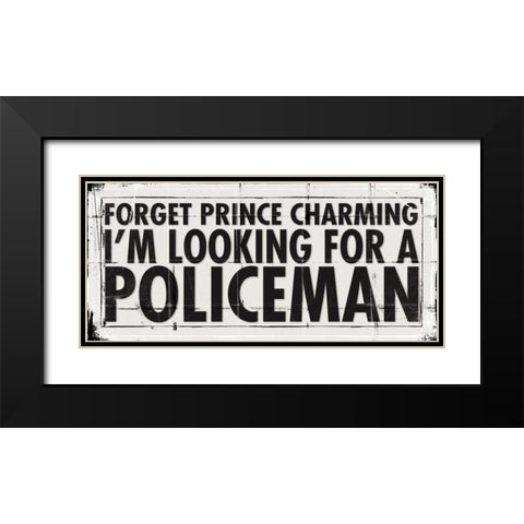 Prince Charming - Fireman Black Modern Wood Framed Art Print with Double Matting by Marrott, Stephanie