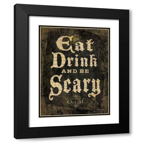 Eat, Drink and Be Scary Black Modern Wood Framed Art Print with Double Matting by Marrott, Stephanie
