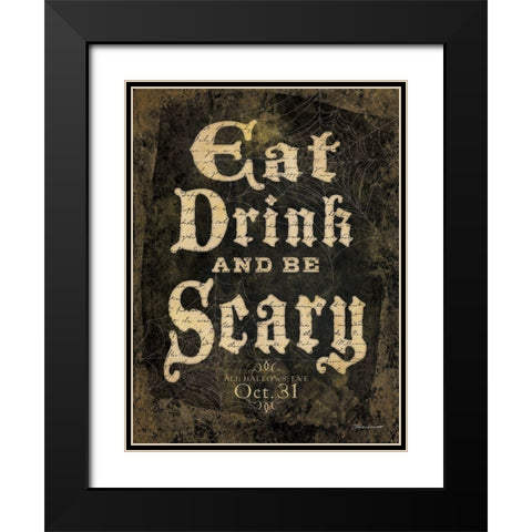 Eat, Drink and Be Scary Black Modern Wood Framed Art Print with Double Matting by Marrott, Stephanie