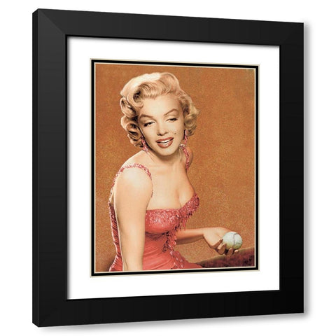 Marilyn Baseball Black Modern Wood Framed Art Print with Double Matting by Consani, Chris