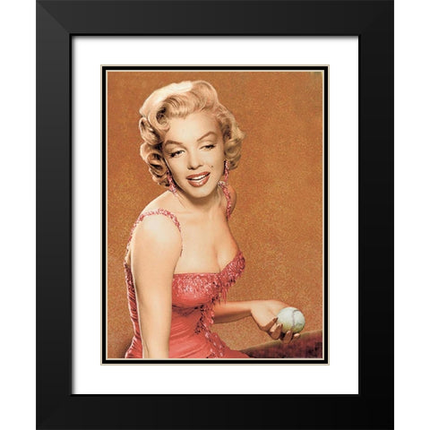 Marilyn Baseball Black Modern Wood Framed Art Print with Double Matting by Consani, Chris