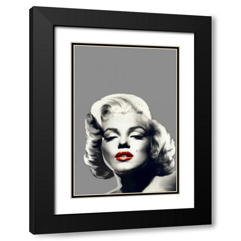 Red Lips Marilyn Black Modern Wood Framed Art Print with Double Matting by Consani, Chris