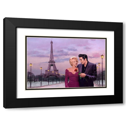 Paris Sunset Black Modern Wood Framed Art Print with Double Matting by Consani, Chris