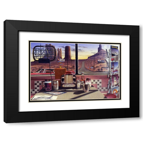 Love Diner Black Modern Wood Framed Art Print with Double Matting by Consani, Chris