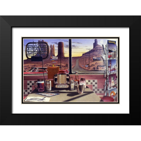 Love Diner Black Modern Wood Framed Art Print with Double Matting by Consani, Chris