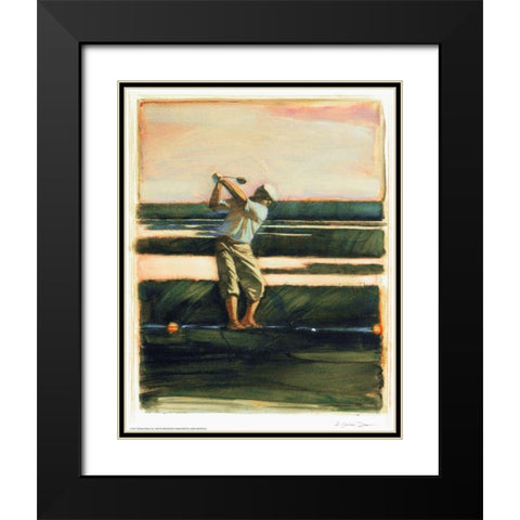 Golfer Black Modern Wood Framed Art Print with Double Matting by Dean, Bruce
