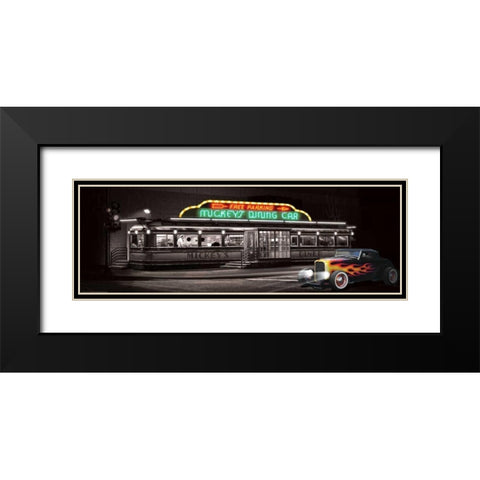Mickeys Diner Black Modern Wood Framed Art Print with Double Matting by Flint, Helen