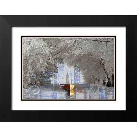 Skyline Black Modern Wood Framed Art Print with Double Matting by Kat