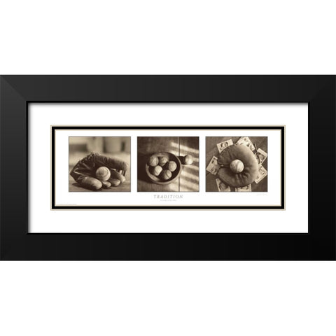 Tradition Triptych W Border Black Modern Wood Framed Art Print with Double Matting by Messer, Judy B.