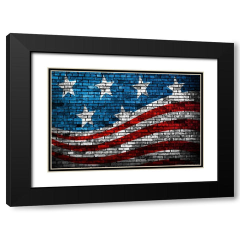 Flag 18 Black Modern Wood Framed Art Print with Double Matting by Nobleworks, Inc.