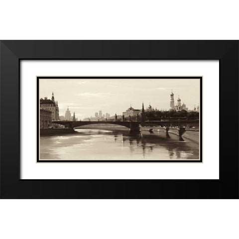 Bolshoy Moskworetsky Bridge Black Modern Wood Framed Art Print with Double Matting by Ryazanov