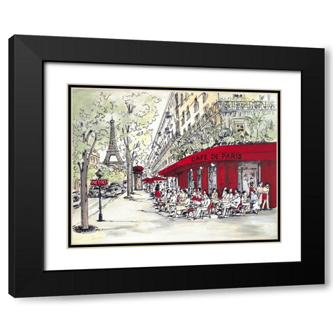 Cafe De Paris Black Modern Wood Framed Art Print with Double Matting by Marceau, Chloe