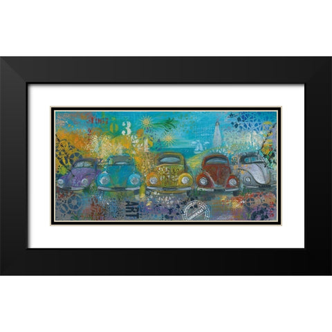 BEETLE LINE Black Modern Wood Framed Art Print with Double Matting by Mizo