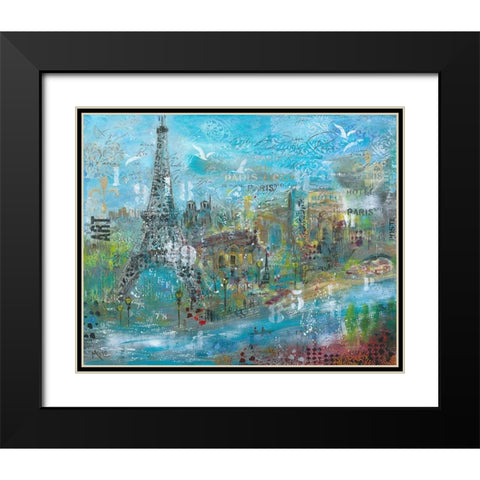 ABSTRACT PARIS Black Modern Wood Framed Art Print with Double Matting by Mizo
