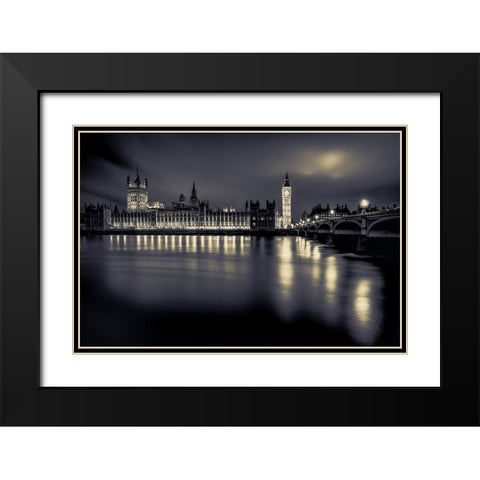 LONDON PARLIAMENT Black Modern Wood Framed Art Print with Double Matting by Kostka, Vladimir
