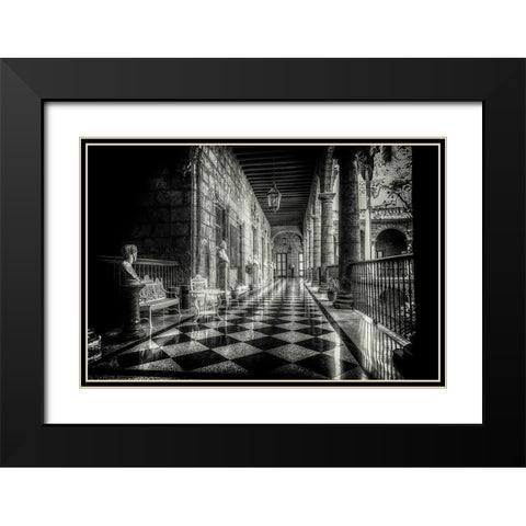 Church Hallway Black Modern Wood Framed Art Print with Double Matting by Kostka, Vladimir