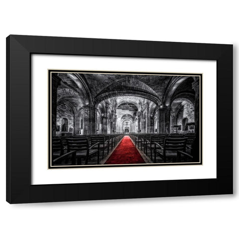 Church in Cuba Red Black Modern Wood Framed Art Print with Double Matting by Kostka, Vladimir