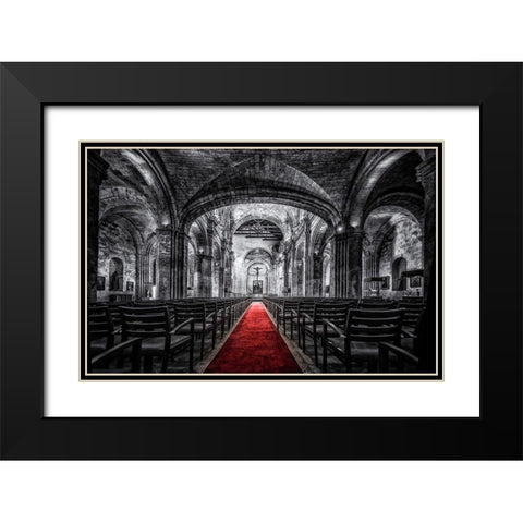 Church in Cuba Red Black Modern Wood Framed Art Print with Double Matting by Kostka, Vladimir