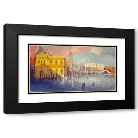 Venezia III Black Modern Wood Framed Art Print with Double Matting by Milani