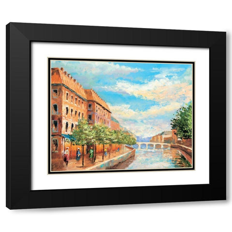 Paris IV Black Modern Wood Framed Art Print with Double Matting by Renee