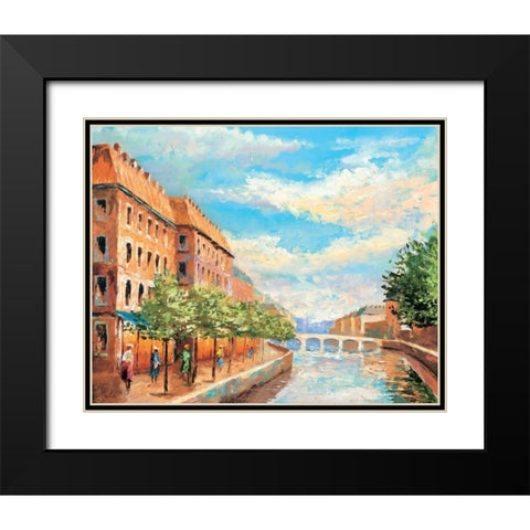 Paris IV Black Modern Wood Framed Art Print with Double Matting by Renee