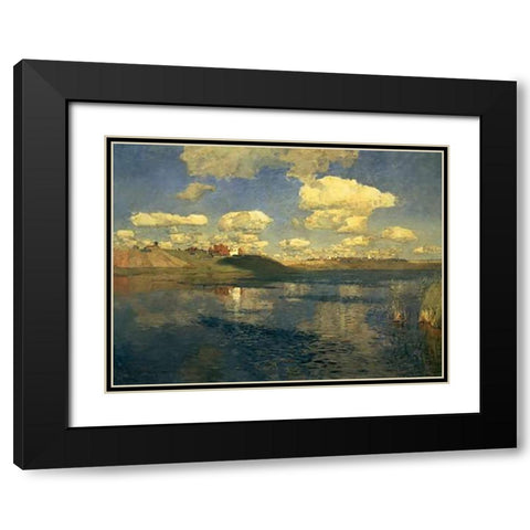 Lake Russia, 1900 Black Modern Wood Framed Art Print with Double Matting by Levitan, Isaac
