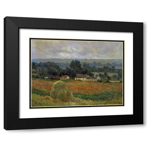 Haystack at Giverny Black Modern Wood Framed Art Print with Double Matting by Monet, Claude