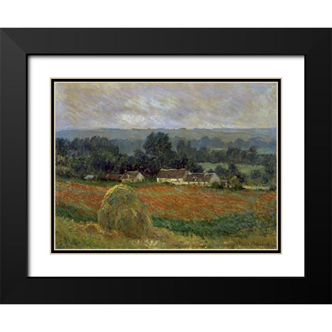 Haystack at Giverny Black Modern Wood Framed Art Print with Double Matting by Monet, Claude