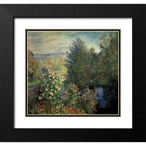 Quiet Corner in the Garden of Montgeron Black Modern Wood Framed Art Print with Double Matting by Monet, Claude