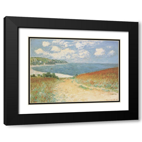 Chemin dans les blés àPourville, 1882 Black Modern Wood Framed Art Print with Double Matting by Monet, Claude