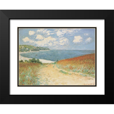 Chemin dans les blés àPourville, 1882 Black Modern Wood Framed Art Print with Double Matting by Monet, Claude