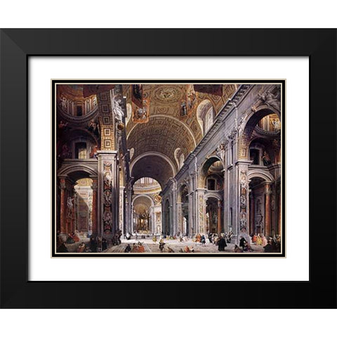 Interior Of St. Peters, Rome Black Modern Wood Framed Art Print with Double Matting by Panini, Giovanni Paolo