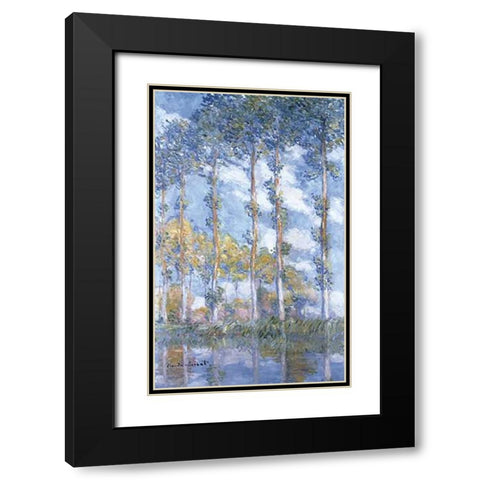 Les Peupliers Black Modern Wood Framed Art Print with Double Matting by Monet, Claude