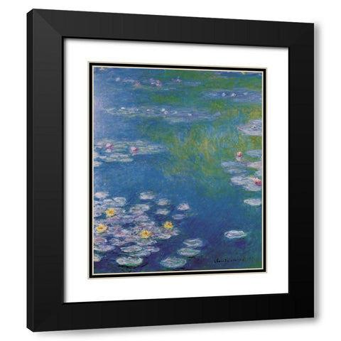 Waterlilies at Giverny Black Modern Wood Framed Art Print with Double Matting by Monet, Claude