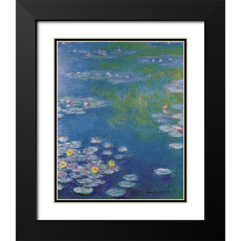 Waterlilies at Giverny Black Modern Wood Framed Art Print with Double Matting by Monet, Claude