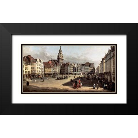 Dresden, the Old Market from Castle Street Black Modern Wood Framed Art Print with Double Matting by Bellotto, Bernardo