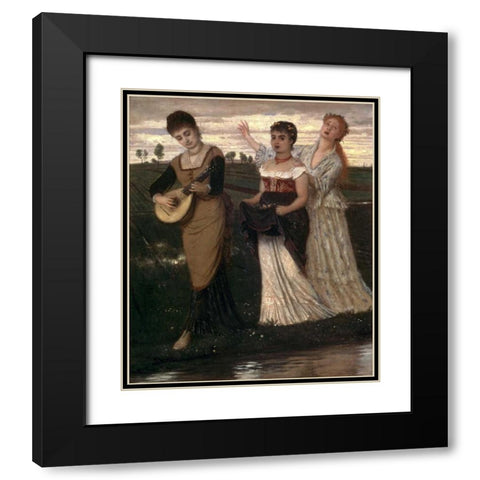 Music in the Fields Black Modern Wood Framed Art Print with Double Matting by Bocklin, Arnold