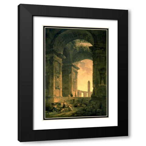 The Landscape with Obelisk Black Modern Wood Framed Art Print with Double Matting by Robert, Hubert
