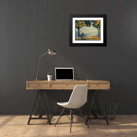 The Church of Santa Maria degli Angely near Assisi Black Modern Wood Framed Art Print with Double Matting by Cross, Henri Edmond