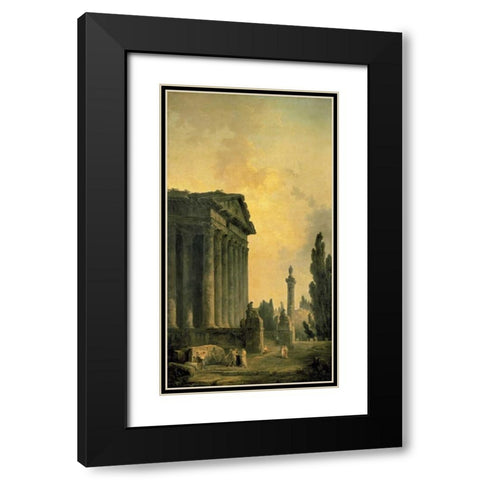 Temple Ruins Black Modern Wood Framed Art Print with Double Matting by Robert, Hubert