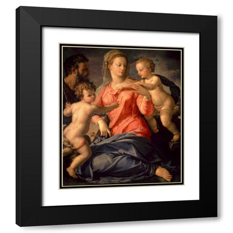 The Holy Family Black Modern Wood Framed Art Print with Double Matting by Bronzino, Agnolo