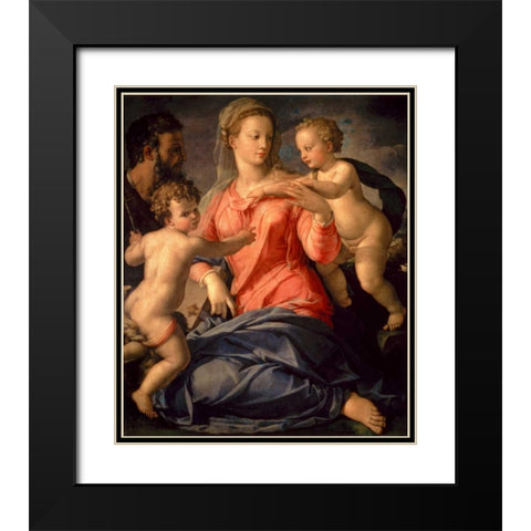 The Holy Family Black Modern Wood Framed Art Print with Double Matting by Bronzino, Agnolo