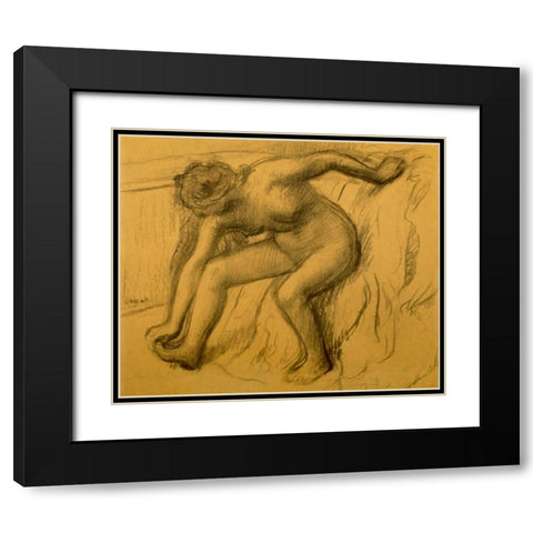 After Bath, 1892 Black Modern Wood Framed Art Print with Double Matting by Degas, Edgar