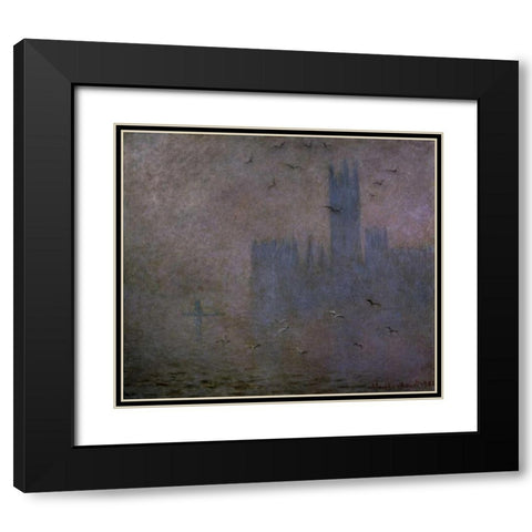 Houses of Parliament, Seagulls, 1904 Black Modern Wood Framed Art Print with Double Matting by Monet, Claude