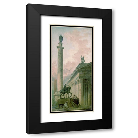 Roman Obelisk Black Modern Wood Framed Art Print with Double Matting by Robert, Hubert