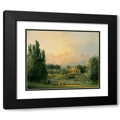 Italian Tempietto in a Park Black Modern Wood Framed Art Print with Double Matting by Robert, Hubert