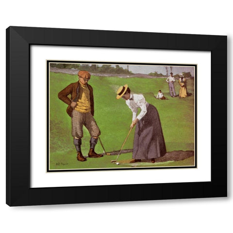 Twosome Black Modern Wood Framed Art Print with Double Matting by Frost, Arthur Burdett