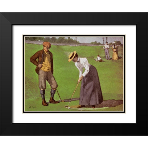 Twosome Black Modern Wood Framed Art Print with Double Matting by Frost, Arthur Burdett