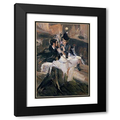 The Sweethearts Lunch Black Modern Wood Framed Art Print with Double Matting by Boldini, Giovanni