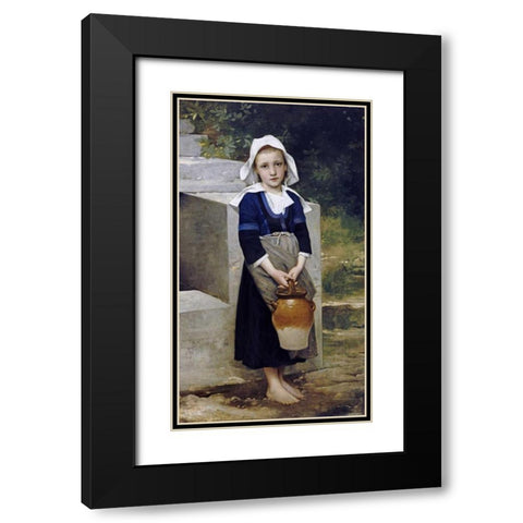 La Fille DEau Black Modern Wood Framed Art Print with Double Matting by Bouguereau, William-Adolphe